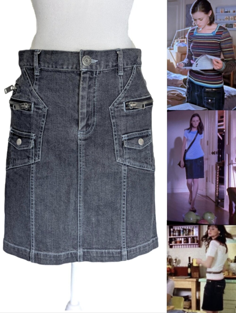 *RARE* ASO Gilmore Girls Rory Denim Skirt Vintage Designer Size 2/4 XS/S